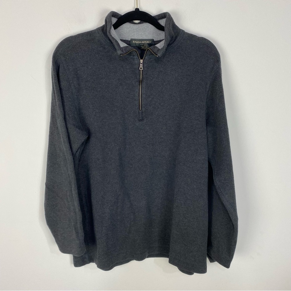 Banana Republic Grey Gray 100% Cotton quarter zip